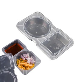 Tatibana Disposable Double Chamber Sauce Box with Lid, 10PCS Travel Snack Condiment Container Dip Snack Container Double Chamber Sauce Container