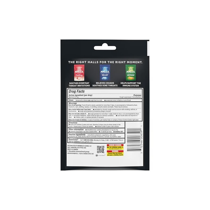 Halls HALLS Minis Watermelon Flavor Sugar Free Cough Drops, 48