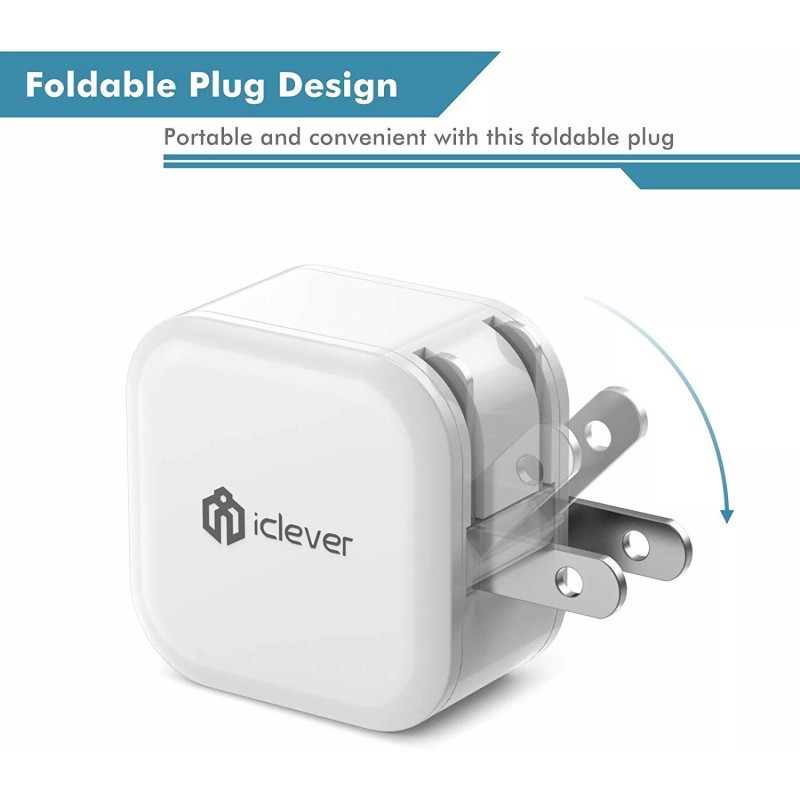 iClever Boostcube 12W 2.4A USB Wall Charger 2-Pack Mini Travel