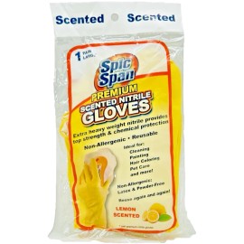 Spic And Span Lemon Scented Nitrile Heavy Weight Premium Reusable Gloves Large