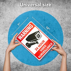 2 PC Video Surveillance Sign, 7x10 Aluminum Warning 24 Hour Security Camera Signs Outdoor, UV Protect, Easy Install