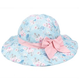 Foruhoo Girls' Sun Hats UV Protection, Adjustable Wide Brim Summer Hat for Baby, Polyester:Cyan