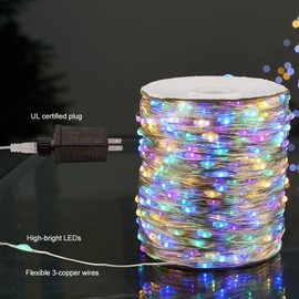 ZELUXDOT Fairy Lights Plug in,100FT 300 LEDs Waterproof String Lights,LED Lights Stirp with Remote 8 Modes for Indoor Outdoor Christmas Wedding Birthday Patio Garden Decoration,Multi-Colored