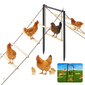 Briwooody 17×20inch Wood Chicken Perch with Swing Rustproof Metal Ground Stakes Heavy Duty Chicken Perch for Coop, Backyard Poultry, Ducks, Hens Easy to Assemble, Stable Safe Design