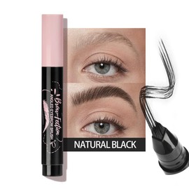 Angled Square Eyebrow Brush for Natural Brows, Waterproof Long Lasting Quick Drying, Easy to Color with Precision Brush for Shaping, Outlining, Filling Sparse Eyebrows(Natural Black)