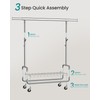 SONGMICS Clothes Rack, Heavy-Duty Rolling Clothing Garment Rack with Wheels,