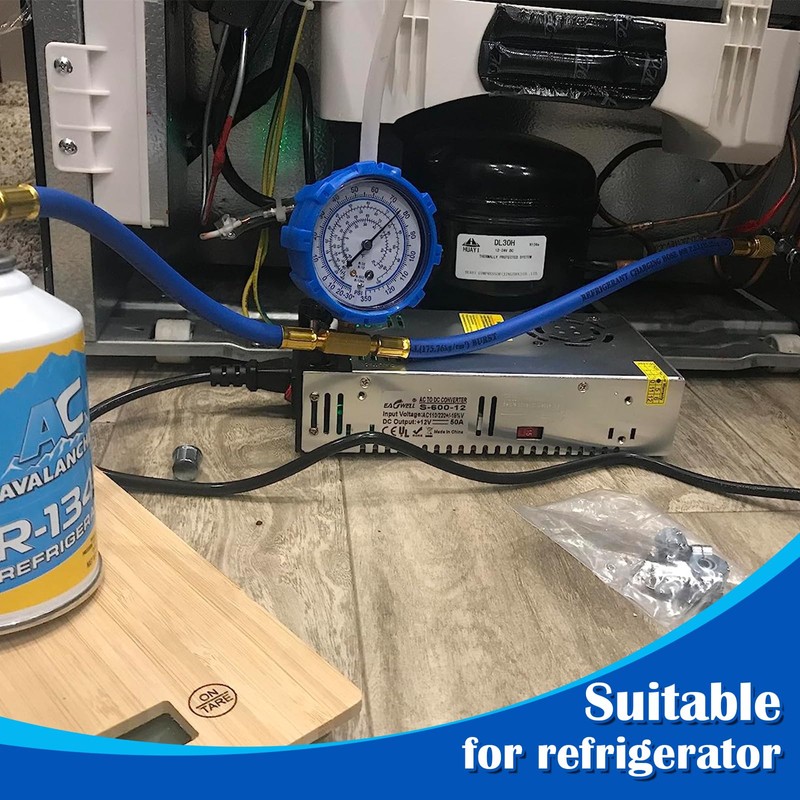 Refrigerator Freon Recharge Hose Kit-R134a R12 R22 Fridge Recharge Tool