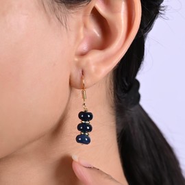 Gempires Lapis Lazuli Earrings in Gold Plated Dangle Style - Healing Gemstone Jewelry for Women (Lapis Lazuli)