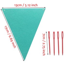 Misscrafts 4Pack 2.5m/2.7ft Garland Banner Felt Board 1mm Thick Triangle Bundles Rainbow Colors