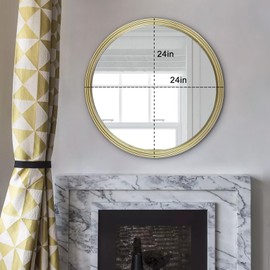 womilous Gold Round Mirror, 24" Circle Wall Mirror, Modern Decorative Mirrors with Metal Frame, Wall Mirrors Over Sink for Bathroom Living Room Bedroom Entryway Fireplace Vanity