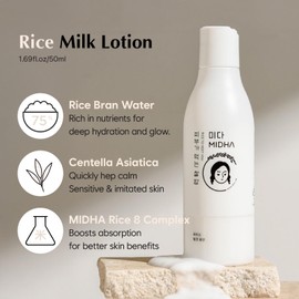 MIDHA RICE MILK LOTION, 6.76fl.oz/200ml, Deep Hydration, Soothing Care, Lightweight Nourishment – Smooth Skin Texture, Radiant Finish, Glowing Complexion