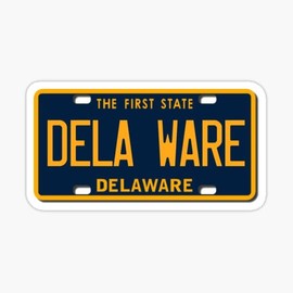 USA All State License Plate Sticker |Vinyl| Decal Wall Laptop Waterbottle Sticker 5"x3" (Delaware)