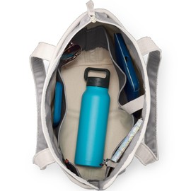 Lands' End Natural Long Handle Zip Top Canvas Tote Natural/silver Graphite Medium