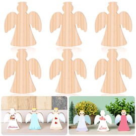 AWIZOM 12 Pcs Christmas Angel Wooden Cutouts Unfinished Angel Shaped Table Wooden Signs Thick Wood Christmas Angel Blocks for DIY Crafts Xmas Holiday Winter Home Tiered Tray Decoration,3.94x3.27