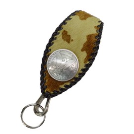 Harako Pony Leather Belt Loop Keychain Holstein 1 Dollar Concho, beige
