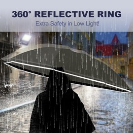 Zeproage Inverted Umbrella, Automatic and Windproof with Reflective Stripe, UV Protection, Folding Canopy Travel Large for Rain & Sun, Portable Backpack & Pink