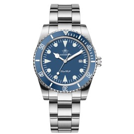 ADDIESDIVE Dive Watches for Men Ultra-Thin Bidirectional Bezel Waterproof 200 M Quartz Movement Curved Crystal Slim Diving Watch, AD2068 blue steel
