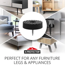 X-Protector Screw On Rubber Feet - 32 PCS 1.2" - Premium Non Slip Furniture Pads - Anti Skid Pads for Furniture Feet - Chair Leg Protectors - Furniture Grippers for All Surfaces - Protect Any Floors!