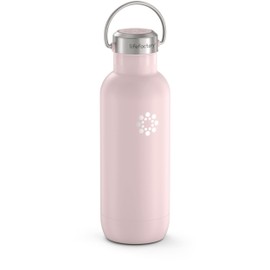 LIfeFactory Stainless Steel Vacuum-Insulated Sport Bottle, 20 Ounce, Desert Rose