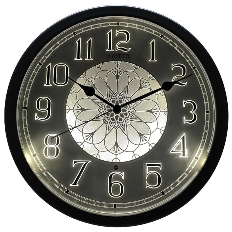 eYotto Night Light Wall Clock for Bedroom, Illuminated Wall Clocks