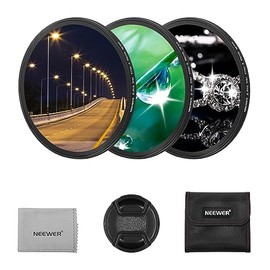 NEEWER 3PCS 46mm Star Filters, Adjustable Cross Screen Star Effect Filter (4, 6, 8 Points) with Ultra Slim Aluminum Alloy Frame, HD No Dark Corners with Double Sided Nano Coatings