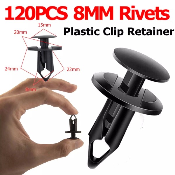 Unbranded 120PCS 8mm Bumper Clips Retainer Auto Car Plastic Rivets