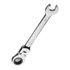 Vokenforu 15mm Flex-Head Ratchet Spanner, Metric Wrench, Chrome Vanadium Steel, Combination Tool for Car Bicycle Repair at Home Workshop