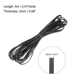 MECCANIXITY 8mmx5m Flat Leather Cord, Braiding String Leather Ropes for Bracelets Necklaces Jewelry Making Shoe Lace DIY Crafts, Black