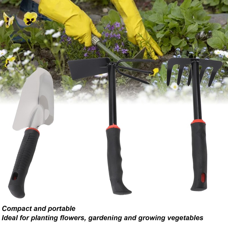 3PCS Garden Tool Set Iron Stainless Steel Five Teeth Rake