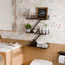 YEMNMFH 15 Inch Fire Escape Wall Shelf - Coffee Metal Decorative Shelves, Eye-Catching Figurine Display Shelf Wall Mounted, Unique Ladder Home Décor for Knick Knack, Action Figure, Bedroom, Bathroom