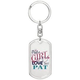 Pat Keychain With Name - This Girl Loves Her Pat - Couple Gift Keychain for Boyfriend Husband from Wife Girlfriend - Wedding Anniversary Valentine Christmas Key Ring