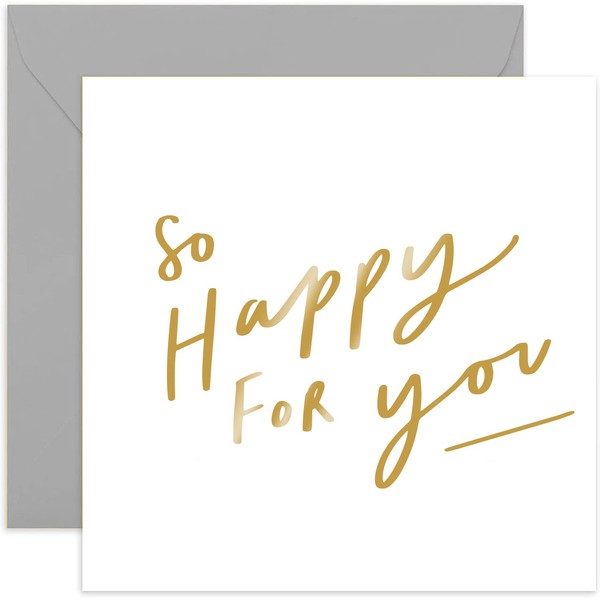 Old English Co. So Happy For You Card - Gold Foil Congratulations Card Men and Women | New Home, Baby Announcement, Job, Promotion, Passed Exams | Blank Inside & Envelope Included