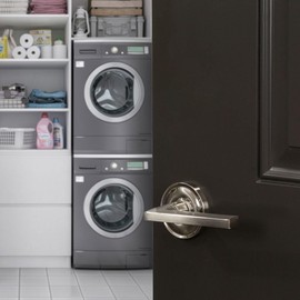 Delaney Hardware Bravura 333B Atlanta Lever Privacy Lockset with Modern Round Trim Reversible Adjustable Door Handle Lever for Bedroom/Bathroom, Matte Black