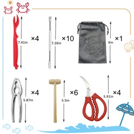 Crab Leg Crackers and Tools for Seafood,29 PCS Lobster Crackers Crab Tools Forks for Eating Nut Crackers Set for All Nuts（29pcs）