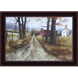The Road Home by Billy Jacobs 15x21 Barn Country Dirt Road Farm Rural Primitive Folk Art Framed Print Picture