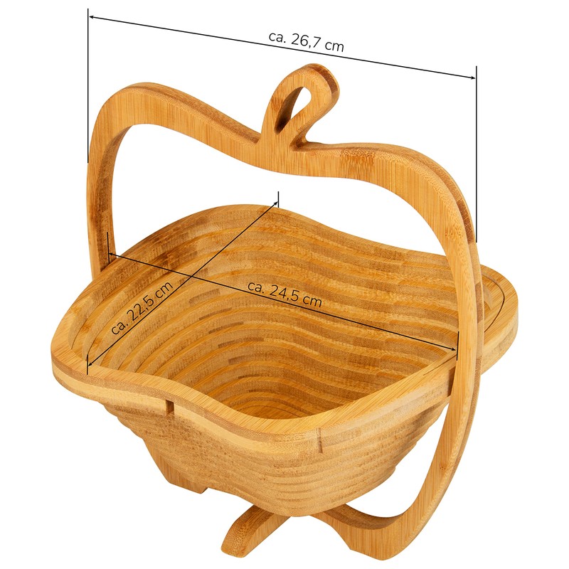 bremermann Foldable Fruit Basket Apple Design Bamboo Approx. 26.7 x