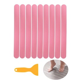 HATOOLHA 24 Non-Slip Strips, Bathtub Safety Stickers Non-Slip Shower Floor Anti-Slip Stickers for Bathroom Stairs Pools with Scraper (Pink)