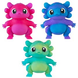 ORB Funkee Animalz MEGA Axolotl 3 Pack - Adorable, Funny, Stretchy, and Squishy Axolotls, Perfect to Squeeze for Stress Relief - Original Sensory / Fidget Collectible Toy Animals for Kids and Adults