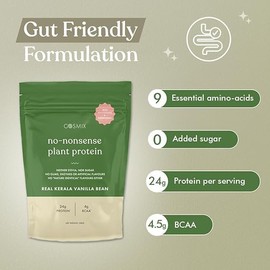  No Nonsense Plant Protein | Organic Pea & Brown Rice Isolate | Vegan | 24g Protein/Serving | Easy to Digest | All Essential Amino Acids | No Preservatives | Kerala Vanilla Bean - 500g