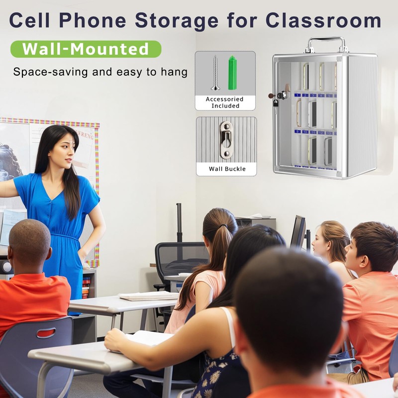 Loghot Aluminum Alloy Pocket Chart Cell Phones Storage Cabinet for