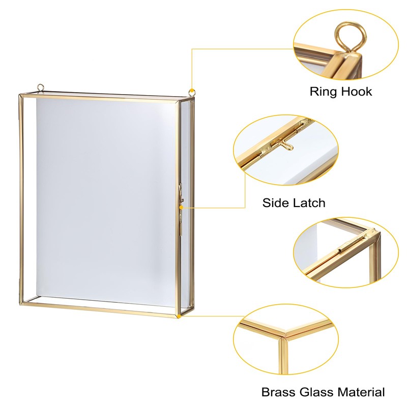 JUXYES 8x10 inches Gold Shadow Box Frame Dustproof Display Case