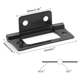 Litoexpe 6 Pcs Non-Mortise Door Hinges, 2 x 0.9 Inch Matte Black Door Hinges, Bifold Door Hinges for Variable Kitchen, Bathroom
