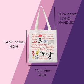 MNIGIU Funny Soccer Gift Soccer Life Tote Bag Soccer Player Gift Soccer Lover Gift Soccer Coach Gift (Soccer Life Tote)
