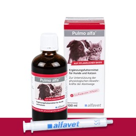 Alfavet Pulmo alfa, Doppelpack, Saft zur Unterstützung der Atemwege von Hund und Katze, Ergänzungsfuttermittel, 2 x 100ml mit Dosierspritze