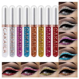 evpct 8 Colors Liquid Glitter Eyeliner Liquid Sets Glitter Eye Liners for Women White Silver Rose Gold Pink Sparkly Shimmer Eyeliner Set