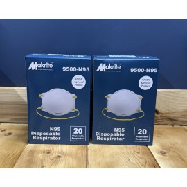 Makrite Industries Set Of X 2 [20-Pack] N95 NIOSH MAKRITE 9500-N95 Respirator Face Mask
