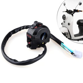 Motorcycle Left Switch, 7/8" Motorcycle Left Switch Handlebar Control Horn Turn Light Hi/Lo Beam Black New, Black