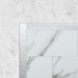 DICOFUN 24-Pack Stainless Steel Silver Peel and Stick Tile Trim, 6" Self Adhesive Molding Edge Trim for Peel and Stick Backsplash