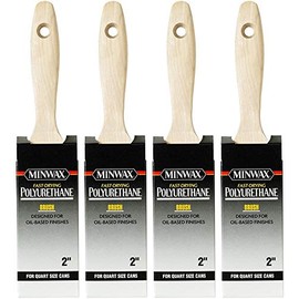 Minwax 427350008 Polyurethane 2" Trim-Black China Bristle Blend Brush/Roller/Applicator, 2 inch, White 4 Pack
