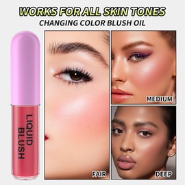 YCLUOYANG-Color Changing Blush Oil, Liquid Blush Oil for Cheeks, Long-lasting Color Pigments, Clear Blush For All Skin Tones